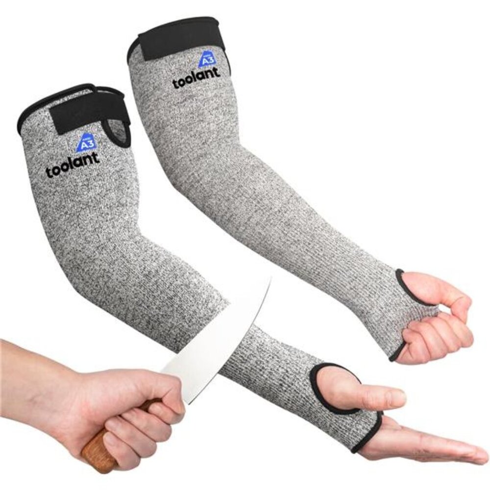 Cut Resistant Farmers Sleeves with Thumb Hole, Arm Protectors for Thin Skin